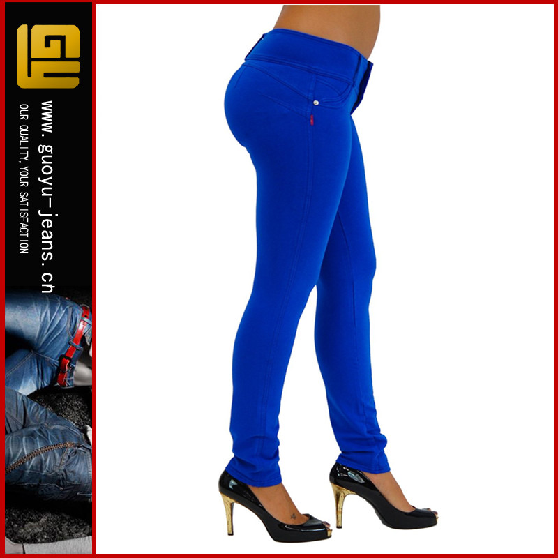 プラスサイズのバットリフト安い色のスキニーの女性のジーンズ（GYX0510）問屋・仕入れ・卸・卸売り