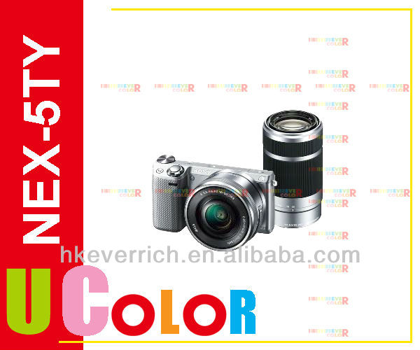 Eマウント16〜50ミリメートル+ 55〜210ミリメートルレンズキット+ 16ギガバイトで本物のソニーNEX  -  5TY NEX-5T 16.1MPデジタルカメラシルバー問屋・仕入れ・卸・卸売り