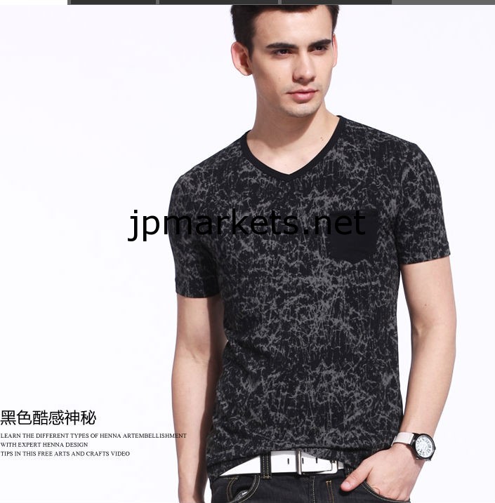 2013男性のおしゃれなカジュアルスリムVネック半袖Tシャツメンズファッション問屋・仕入れ・卸・卸売り