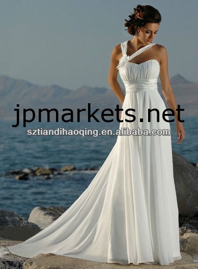 白いシフォンビーチウェディングドレスのシンプルなスタイル問屋・仕入れ・卸・卸売り