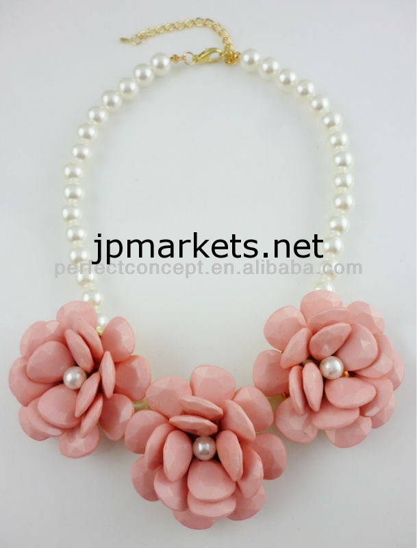 3本淡いピンクの花の真珠のネックレスの宝石問屋・仕入れ・卸・卸売り