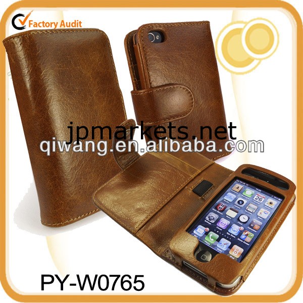 iPhone 5 / 4S / 4用の茶色のインテージ革財布問屋・仕入れ・卸・卸売り