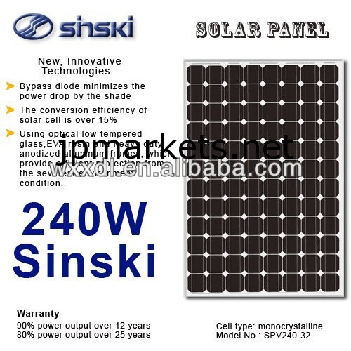 240W Sinskiソーラーパネル問屋・仕入れ・卸・卸売り