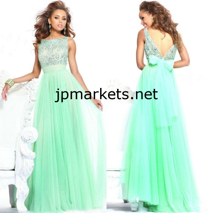 緑のイブニングドレス2013エメラルド全くのストラップdesinge E0400ファッション重いビーズ問屋・仕入れ・卸・卸売り
