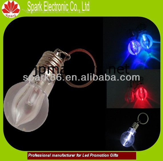LED電球のキーホルダートーチ、プラスチック電球ランプキーチェーン、電球トーチプロモーションアイテム問屋・仕入れ・卸・卸売り