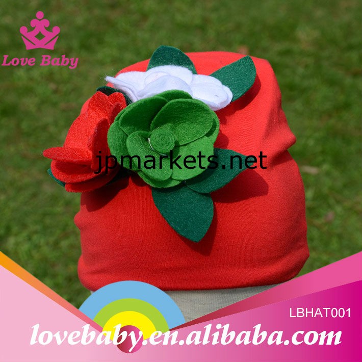 3flowersとコットン100％の生地ファンシークリスマスの赤ん坊の帽子問屋・仕入れ・卸・卸売り