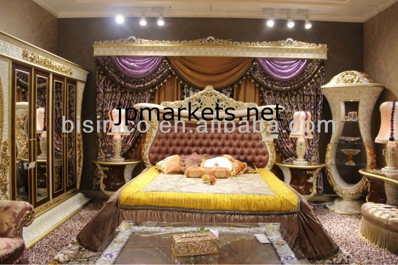 豪華なヨーロッパの古典的なベッドルームセット、木彫りのベッド、寝室の家具（B51026）問屋・仕入れ・卸・卸売り