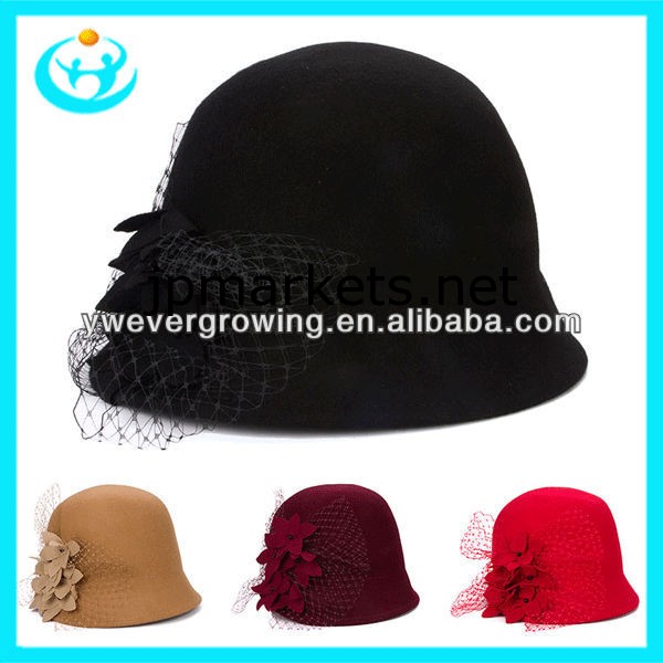 女性のウールはちょう結びでハットフェルト（ウール100％）女性の冬の帽子を感じた問屋・仕入れ・卸・卸売り