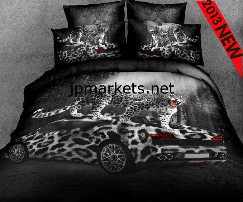 3Dの寝具は綿100％ヒョウデザイン動物ベッドシーツ2013最新のデザインを設定する問屋・仕入れ・卸・卸売り