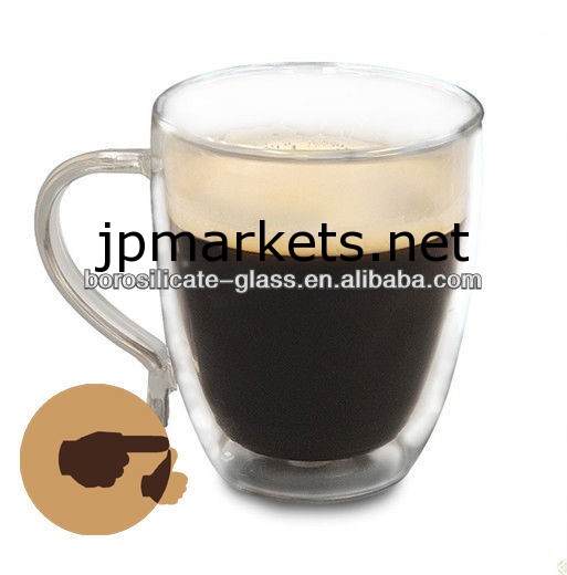 16オンス耐久性のあるダブルウォールホウケイ酸ガラスコーヒーマグ問屋・仕入れ・卸・卸売り