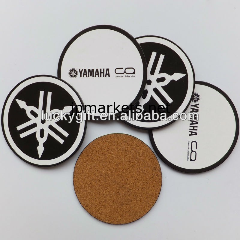 高品質なプロモーションギフトヤマハ丸いコルクコースター/ MDFコルクコースター/ MDFのコースターを備えた低価格問屋・仕入れ・卸・卸売り