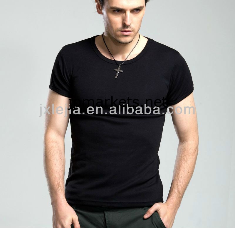 男性の綿100％黒のブランクビッグサイズクルーネック半袖Tシャツ問屋・仕入れ・卸・卸売り