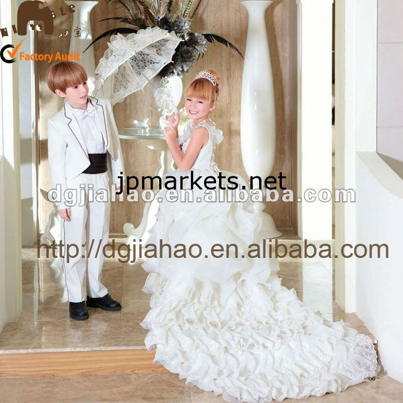 2014白い層状のレースのノースリーブ王女の女の子のイブニングドレス/女の子のパーティードレス問屋・仕入れ・卸・卸売り