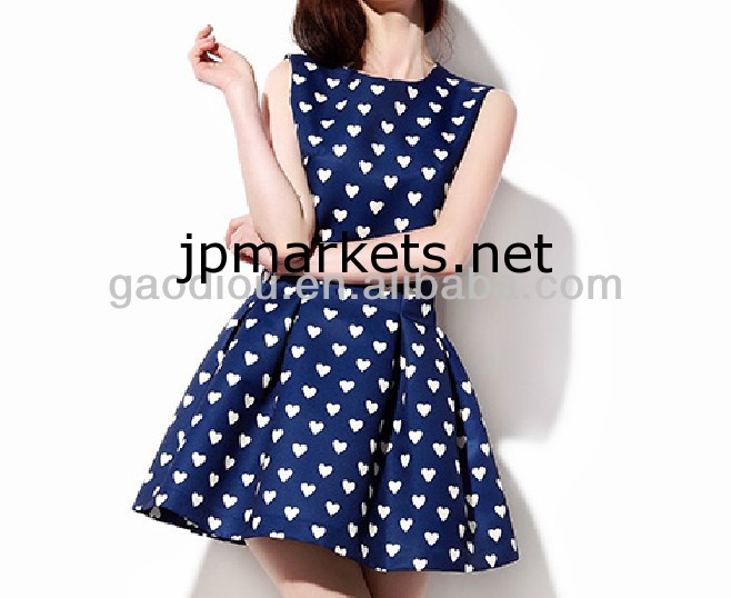 ファッション性の高い女性のハート型のプリントサテンのドレス問屋・仕入れ・卸・卸売り