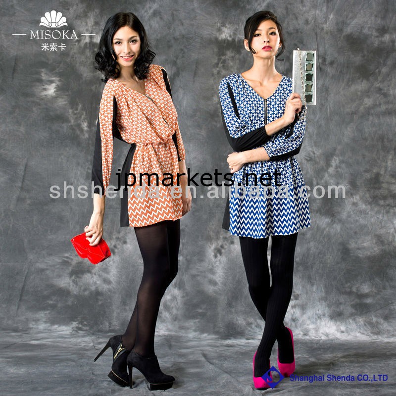 MISOKA-2014新デザインのファッションの女性の印刷されたウエストのドレス問屋・仕入れ・卸・卸売り