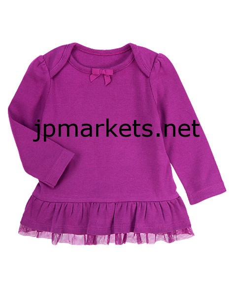 2014 子供の女の子クルーネックコットンフリースレースフリル裾のスウェットシャツ問屋・仕入れ・卸・卸売り