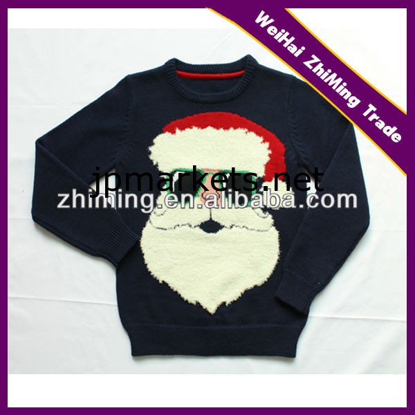 ファッション綿100％ジャガード柄クルーネックプルオーバーの子供クリスマスのセーター問屋・仕入れ・卸・卸売り
