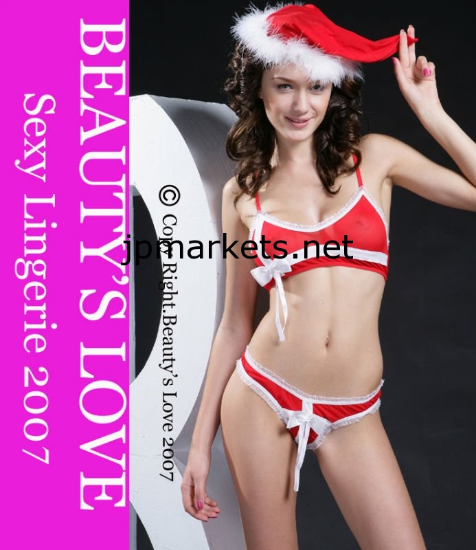 クリスマスのギフト低価格の熱い販売のランジェリーセクシーなフリルトリムサンタガールブラジャー問屋・仕入れ・卸・卸売り