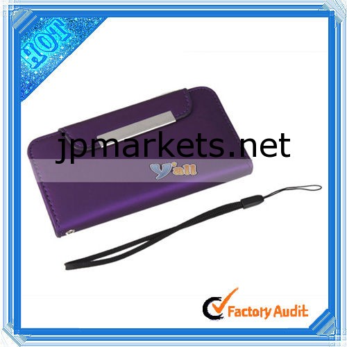 Puレザーケースカバーi phone5のストラップ付き濃い紫色( 87006933)問屋・仕入れ・卸・卸売り