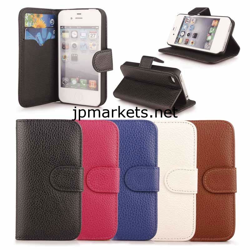スタンドiphone用5/5sライチレザーケース問屋・仕入れ・卸・卸売り