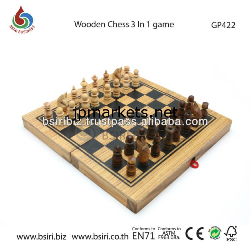 wooden puzzzle Wooden Chess 3 In1 game Small問屋・仕入れ・卸・卸売り
