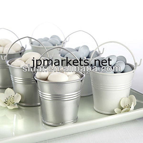 銀小さな結婚式の日ギフト用錫のバケツ/の装飾問屋・仕入れ・卸・卸売り