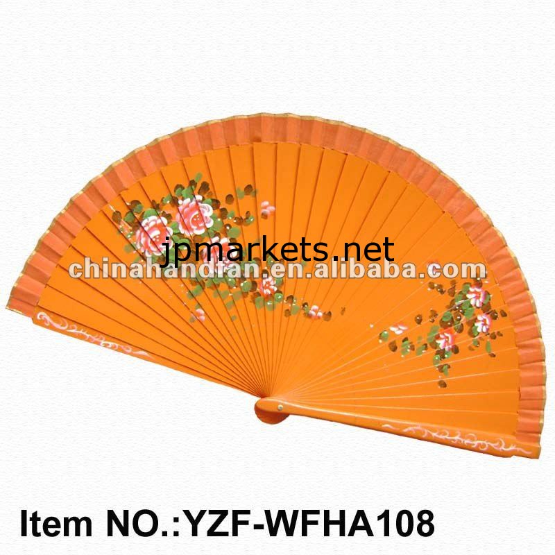 手塗りスペイン木製ハンドファン/無料サンプル昇進のギフト問屋・仕入れ・卸・卸売り