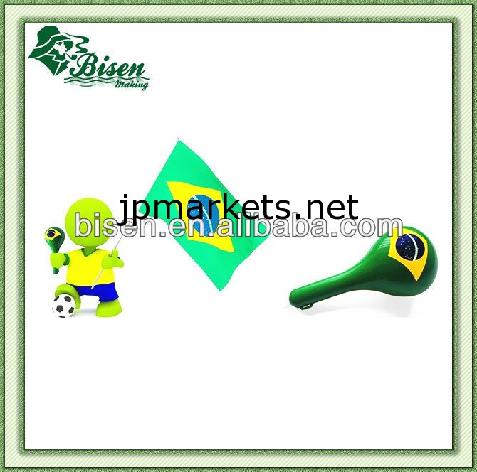 2014年ブラジルワールドカップサッカーファンホーン付きプラスチックマラカス問屋・仕入れ・卸・卸売り