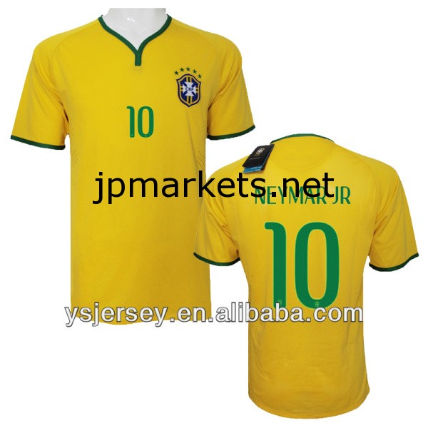 シャツサッカー選手バージョンは、 paypalを受け入れるタイ品質neymarブラジルホーム黄色のjr2014年hotsellブラジルのサッカージャージ問屋・仕入れ・卸・卸売り