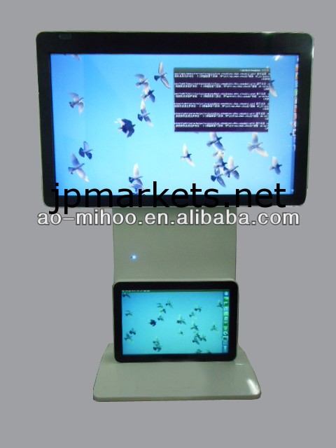 フロアスタンド47''+22''ledタッチスクリーンすべて一台のキオスク問屋・仕入れ・卸・卸売り
