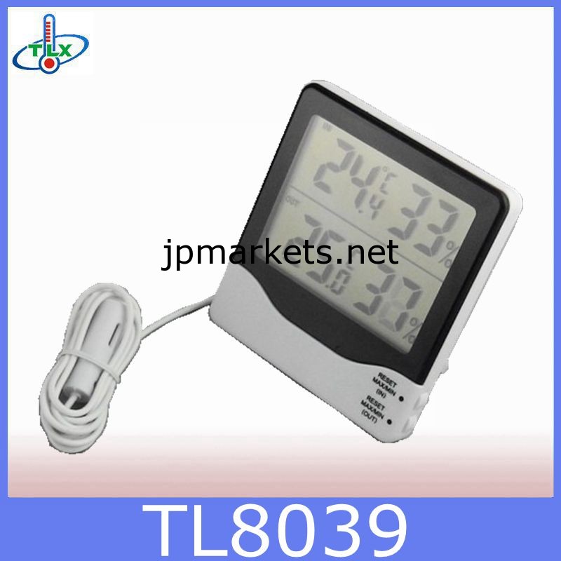 デジタル温度計:外部温湿度センサー付きデジタル温湿度計TL8039(卓上・壁掛問屋・仕入れ・卸・卸売り