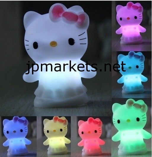 新しいプラスチック製の可愛い小さなsy031ledランプの夜の光led7変更色ハローキティ問屋・仕入れ・卸・卸売り