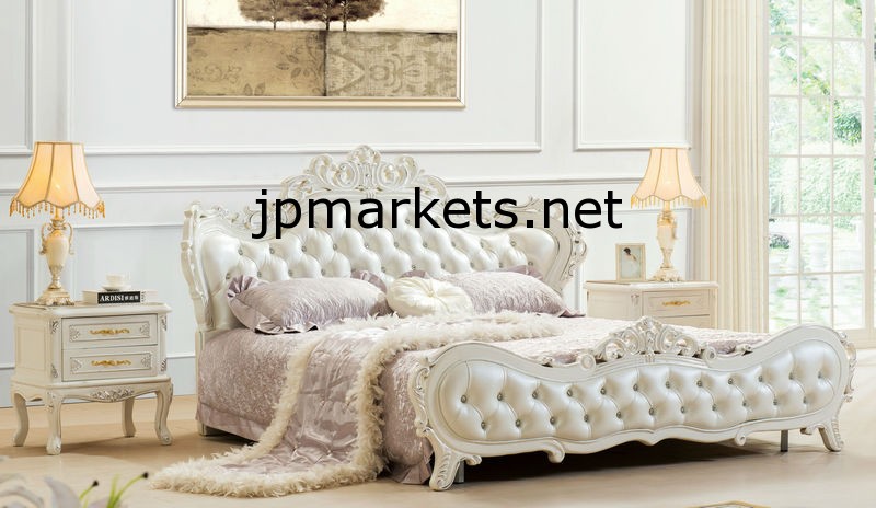 豪華な王宮#ls021ネオクラシックperlの白い純木の寝室の家具の木彫りベッドナイトスタンドドレッサーワードローブベッドルームセット問屋・仕入れ・卸・卸売り