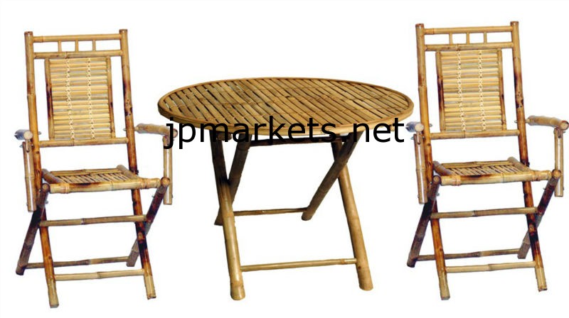 竹製の家具-- 卸売bfs-13011屋外竹のダイニングラウンドテーブルセット問屋・仕入れ・卸・卸売り