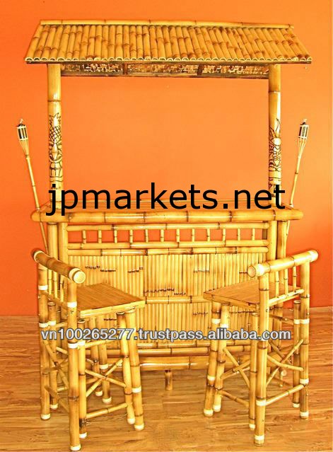 屋外バーbfs-13018-- 島ティキと竹の棒二つの椅子と2トーチ問屋・仕入れ・卸・卸売り