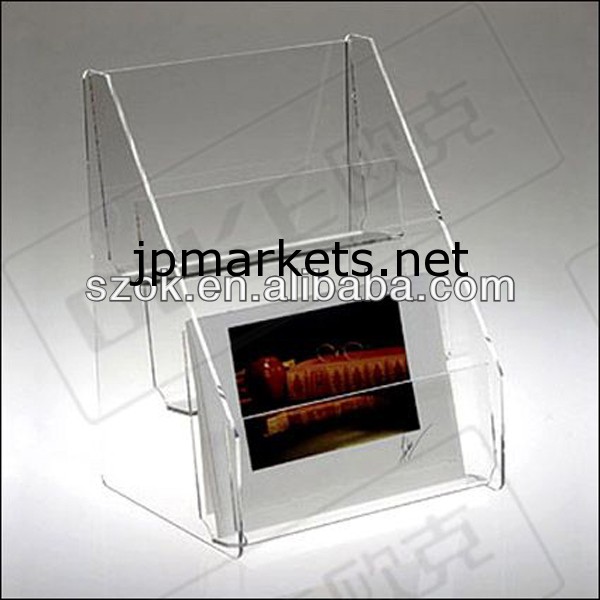 2層の透明アクリルパンフレットホルダーテーブルトップのカスタム中国から問屋・仕入れ・卸・卸売り