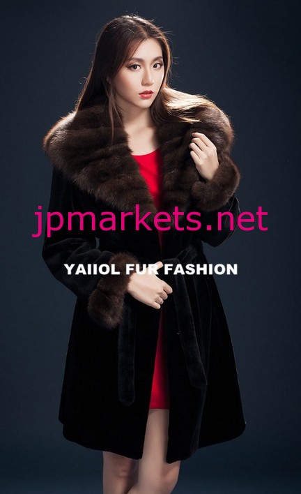 女性のミンクのコート中国からクロテン袖口の襟問屋・仕入れ・卸・卸売り