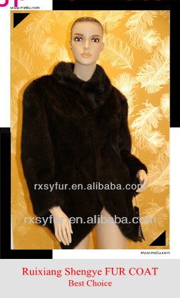 (rx- d13035) 女性ファッション2013左右非対称で裾のミンクの毛皮のコート問屋・仕入れ・卸・卸売り