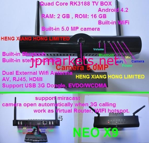 より良いネオk-r48x7ミニアンドロイドpcクアッドコアrk31884.2ram2gbrom8gb建て- 2.0mpカメラ、 ネオx9ボックスのwifibluetoothのテレビ問屋・仕入れ・卸・卸売り