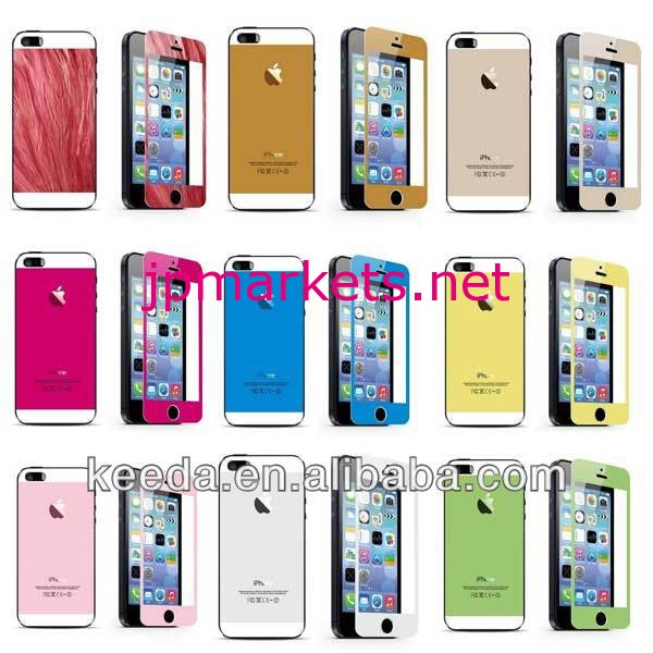 新しいカラフルな強化ガラスの画面2014年protector+blingバックステッカーを5/5c/5s問屋・仕入れ・卸・卸売り