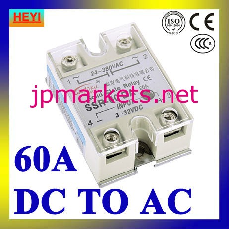 Ssr-60da、 dc出力制御3-32v24-380vac単相ssrソリッドステートリレー60a問屋・仕入れ・卸・卸売り