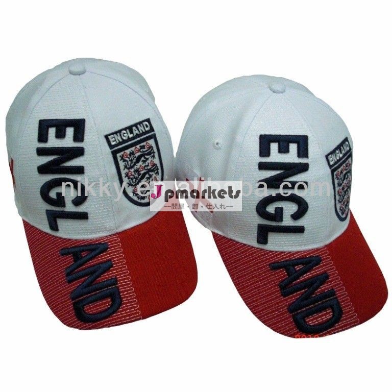 刺繍のサッカーのキャップ白3d/赤屋外イングランドファン帽子帽子問屋・仕入れ・卸・卸売り