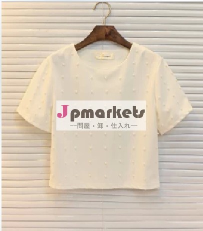 夏用の新しい韓国フアッション可愛真珠厚ショットクール シフォン綿Ｔシャツ問屋・仕入れ・卸・卸売り
