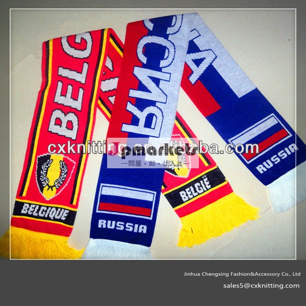 ベルギーロシア国民サッカーのスカーフを編む、 ファンのスカーフ、 促進用スカーフ問屋・仕入れ・卸・卸売り