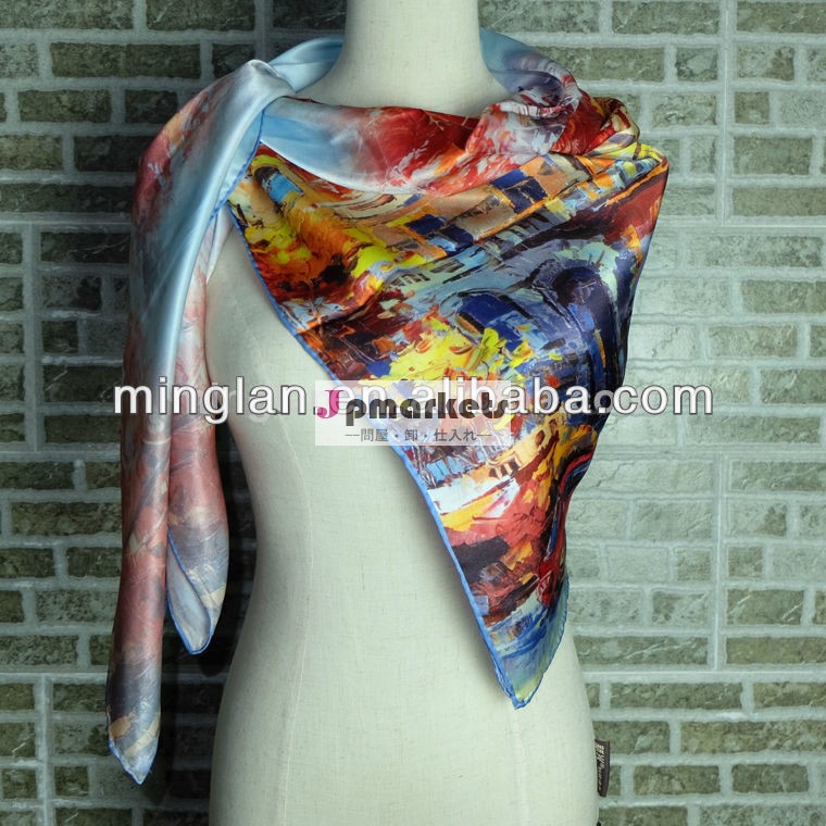 カスタムデジタルスタイリッシュ2014年ファッション絹のスカーフの印刷問屋・仕入れ・卸・卸売り