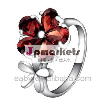 卸売ファッションジュエリー中国製, 金メッキ, 天然ガーネットの婚約結婚指輪,SR0072G問屋・仕入れ・卸・卸売り