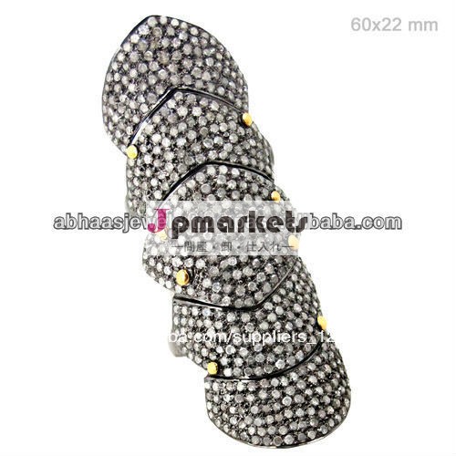天然ダイヤモンドpave925スターリング銀のナックルリング、 14k金ノットリングジュエリー卸売業者とメーカー問屋・仕入れ・卸・卸売り