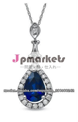 青と白のサファイアドロップペンダントファッションネックレスの洋ナシの形問屋・仕入れ・卸・卸売り