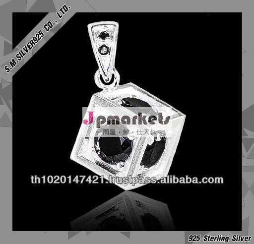925 sterling silver cubic pendant with CZ stone問屋・仕入れ・卸・卸売り