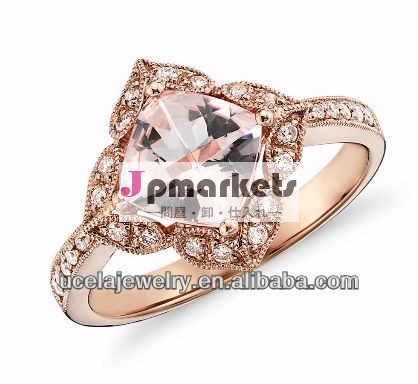 ヴィンテージダイヤモンドリング新しい14kモルガナイトとローズゴールド( 0.19ct。 tw。)問屋・仕入れ・卸・卸売り
